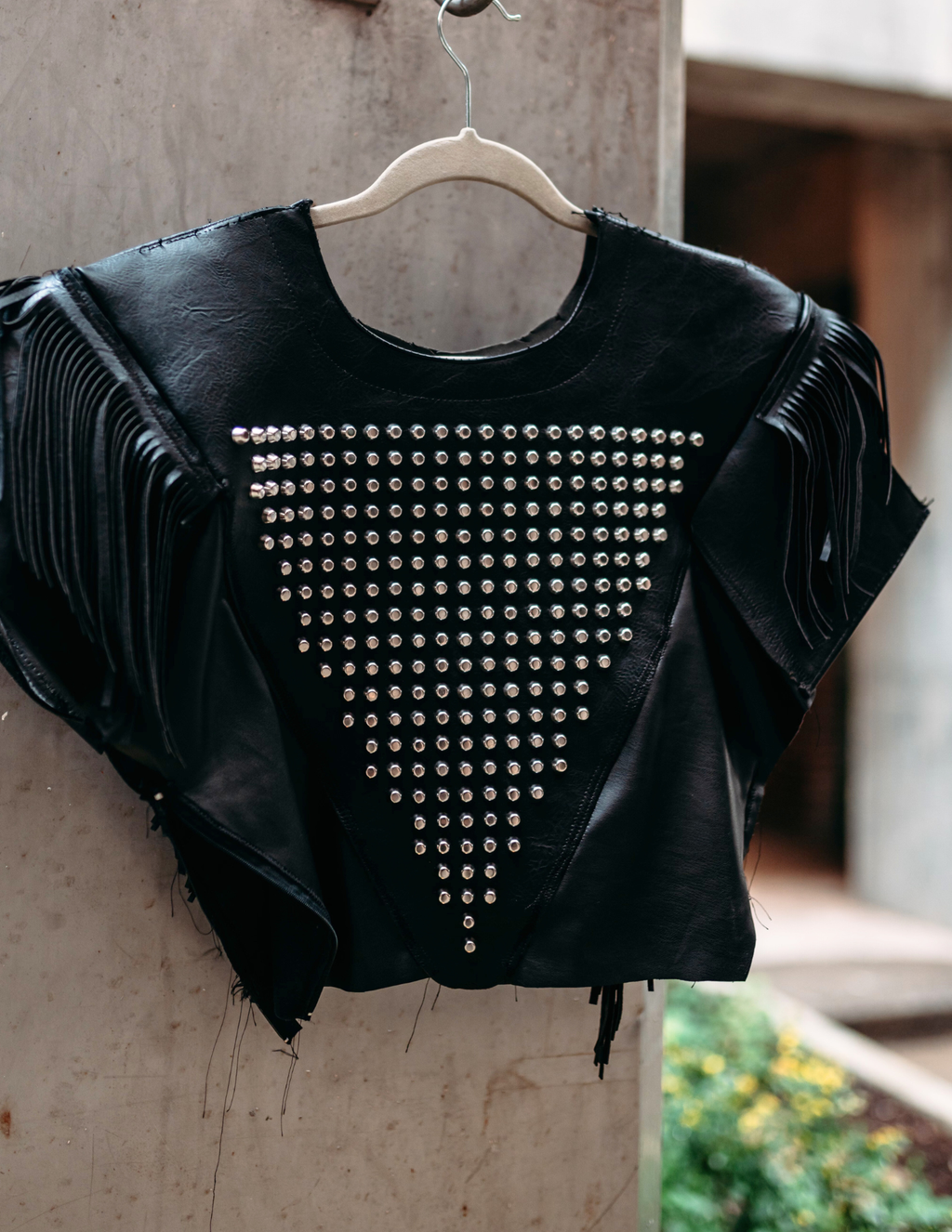 Upcycled Bullet Proof Black Tassel Shirt