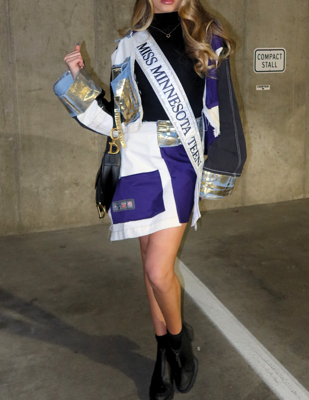 Vikings Denim Leather Skirt Jacket Set