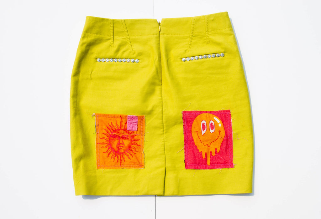 Upcycled Green Yellow Skirt