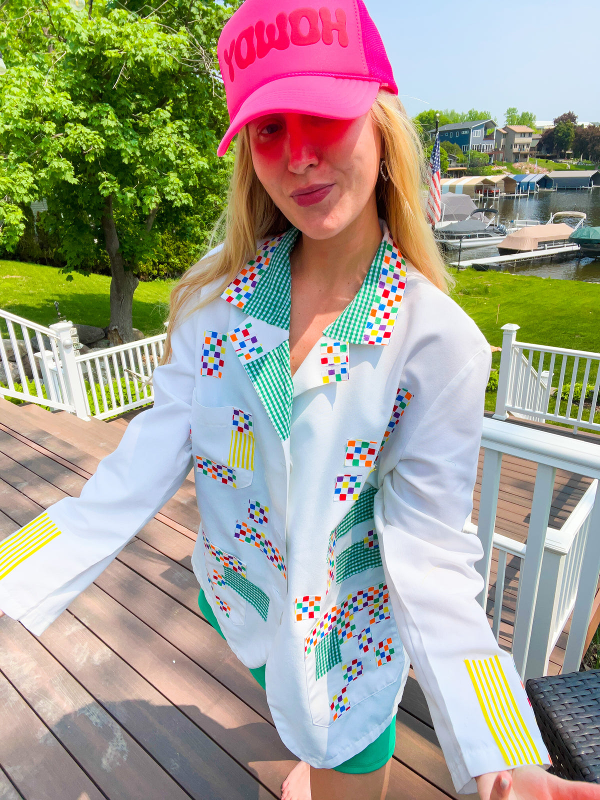 Custom White Blazer with Added Patches