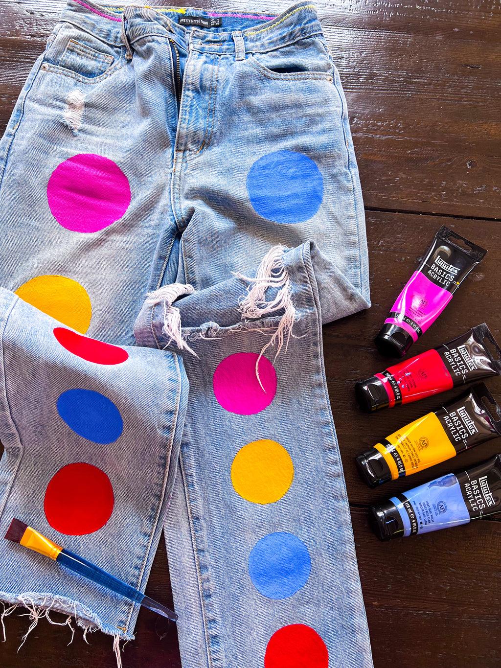 Polka Dot Denim Pants