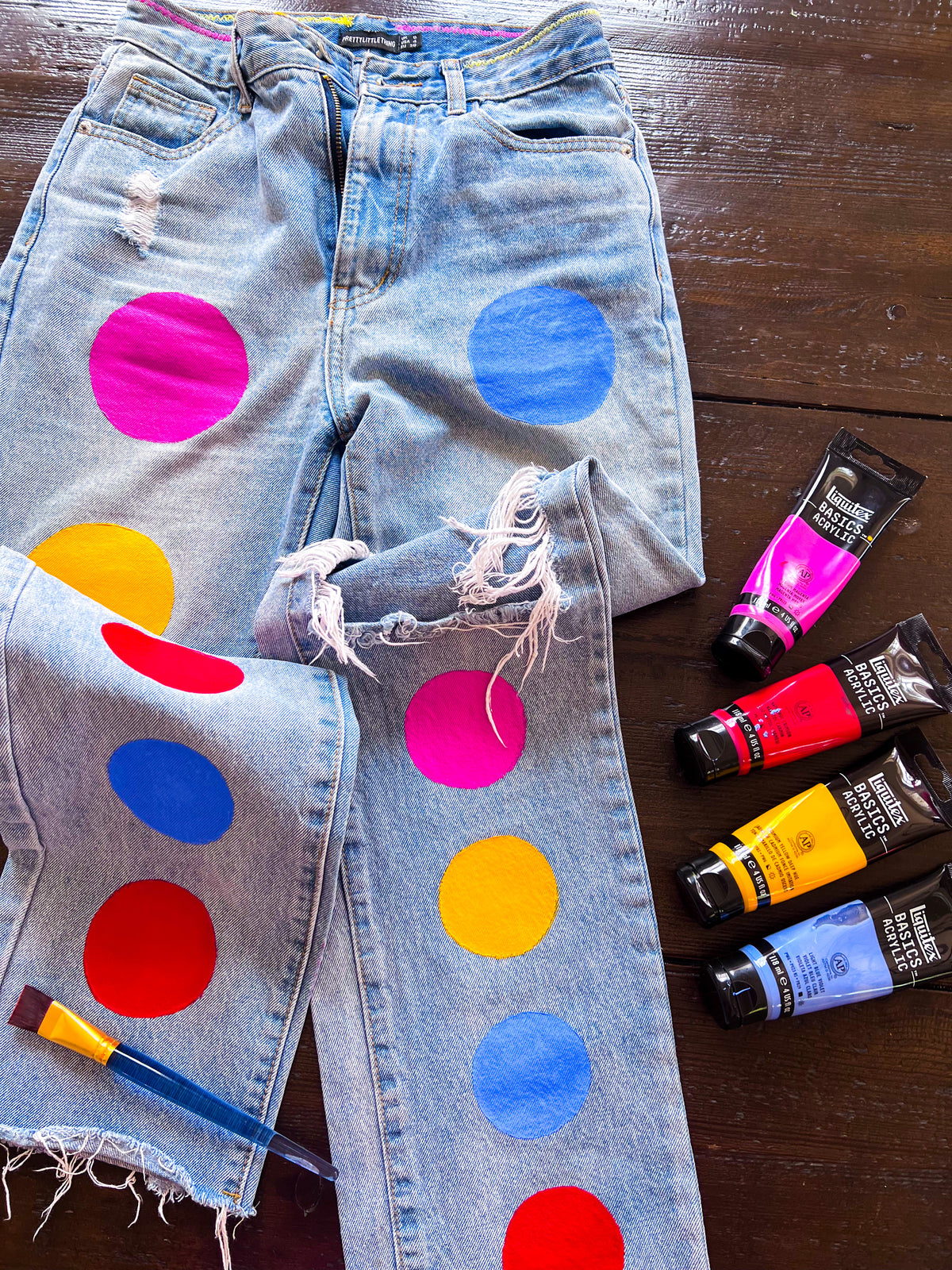 Polka Dot Denim Pants