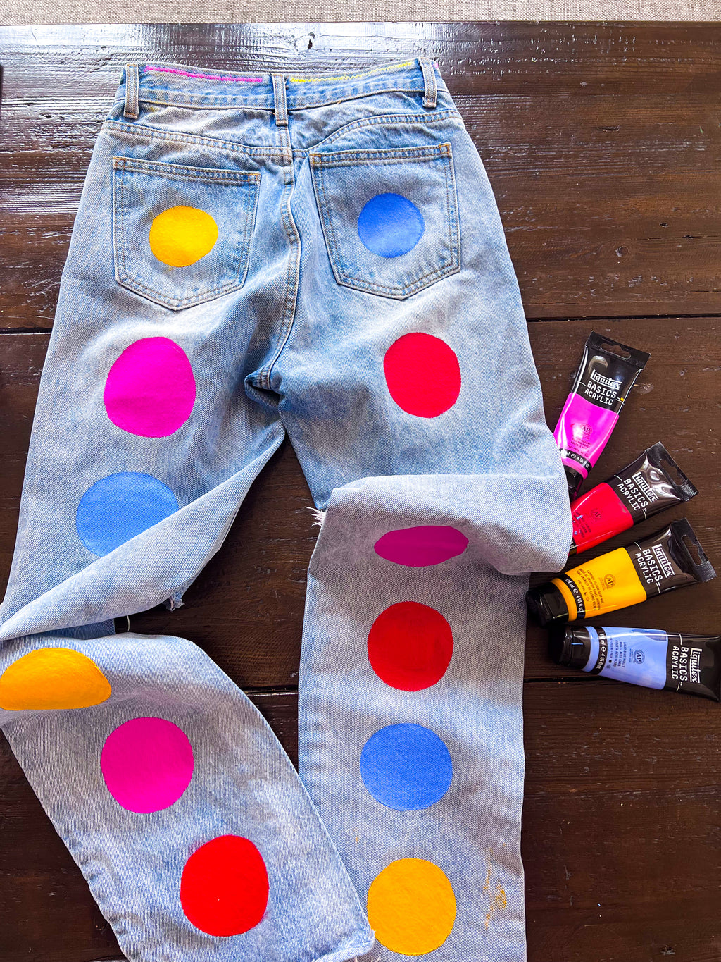 Polka Dot Denim Pants