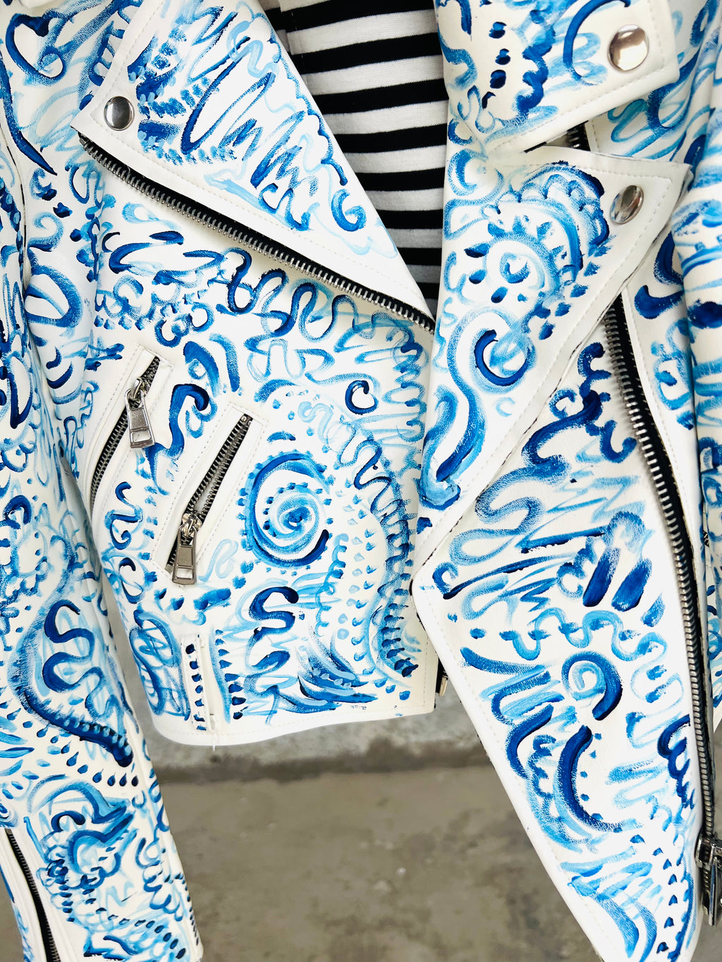 Aura Art on White Leather Jacket