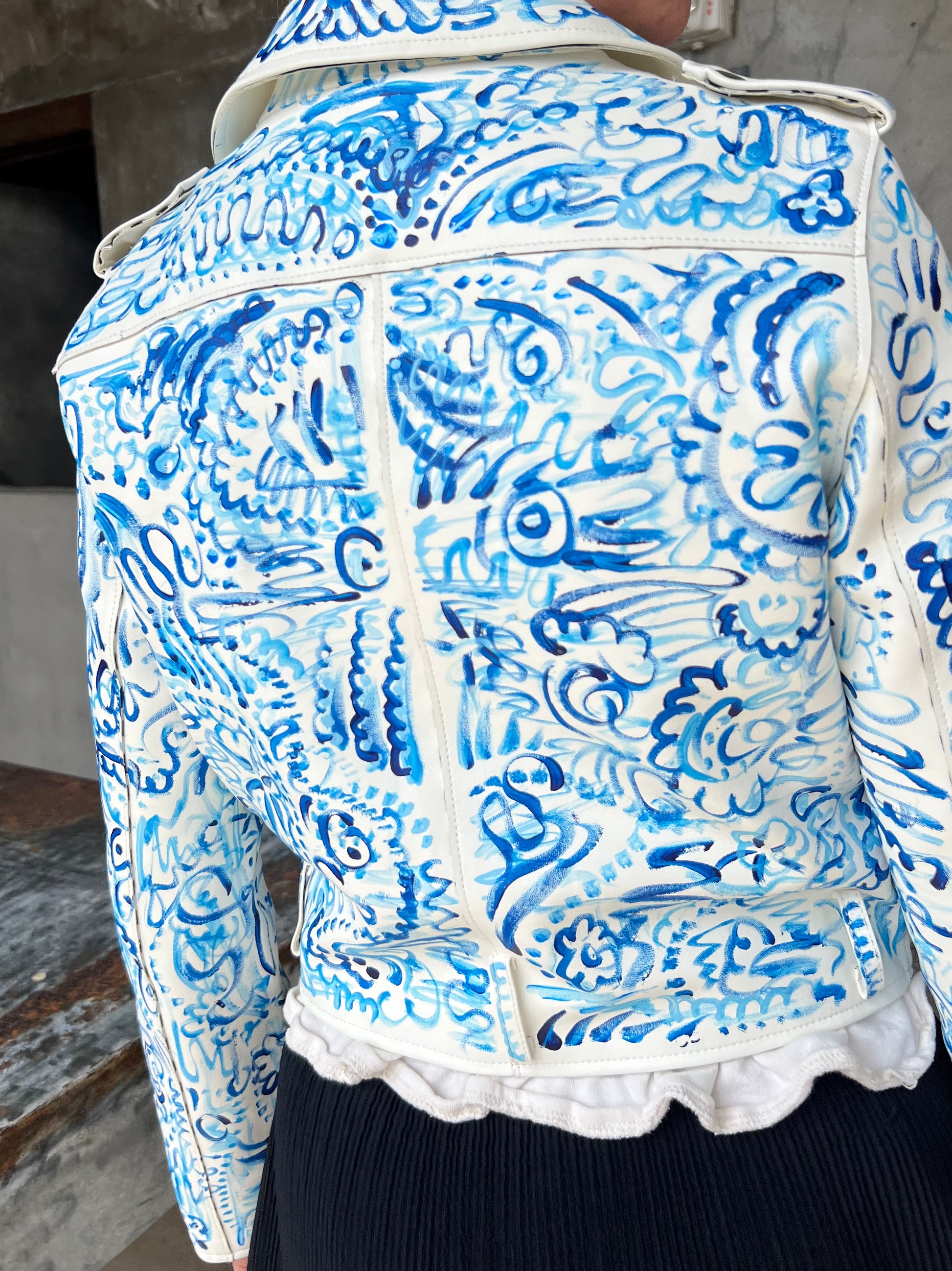 Aura Art on White Leather Jacket