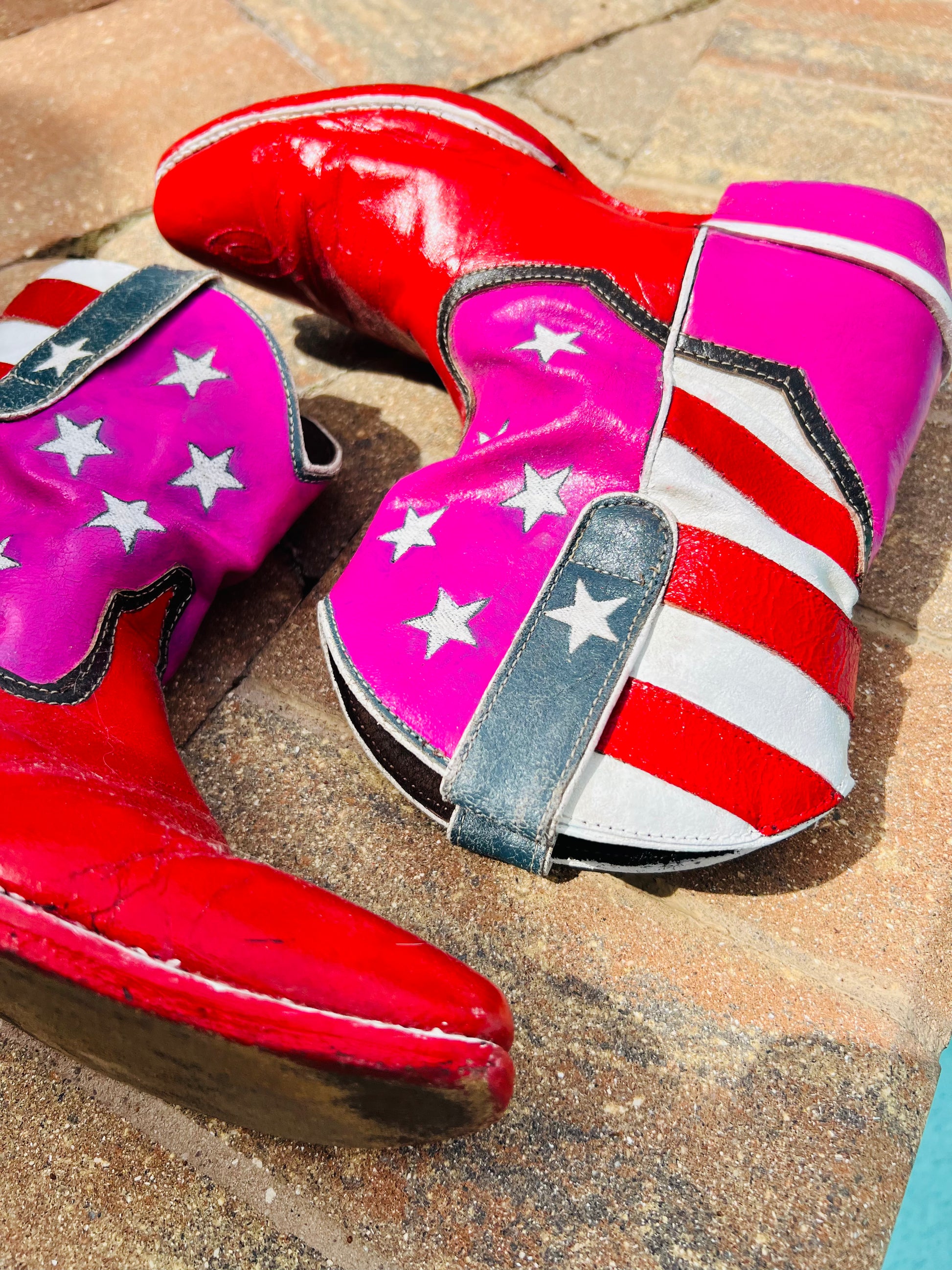 Red, Pink, White and Blue Cowgirl Boots