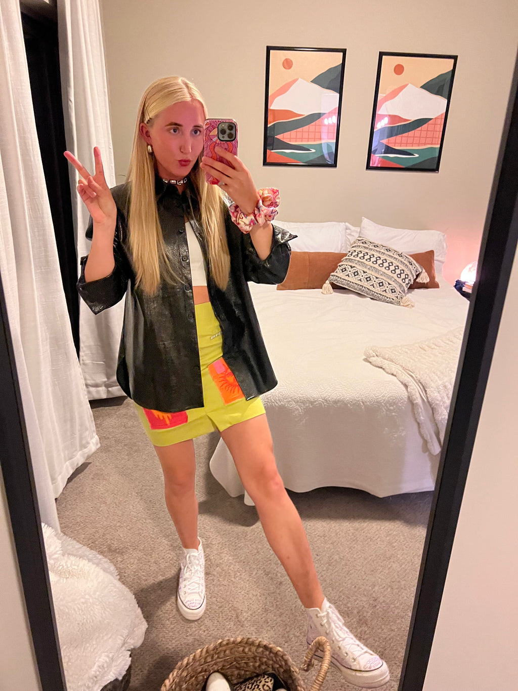 Upcycled Green Yellow Skirt